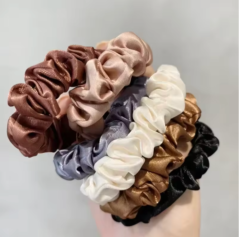 Silkes snoddar 3/5/6Pcs Elegant Gummiband Elastiskt hårband Hårtillbehör Silke Satin Scrunchies Kvinnor Solid Color Hair Rope