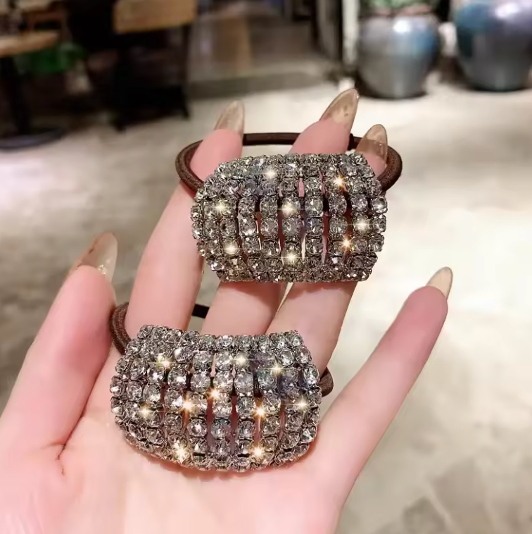Hårsnodd Glittrande strassdekoration hårring elastiskt pannband hästsvanshållare retro mode hårklämma för kvinnor och daglig användning