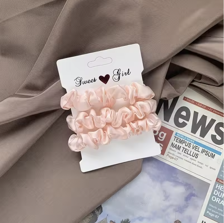 Silkes snoddar 3/5/6Pcs Elegant Gummiband Elastiskt hårband Hårtillbehör Silke Satin Scrunchies Kvinnor Solid Color Hair Rope