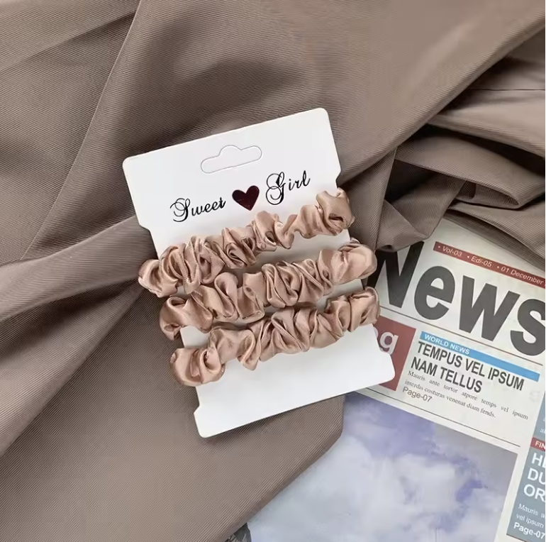 Silkes snoddar 3/5/6Pcs Elegant Gummiband Elastiskt hårband Hårtillbehör Silke Satin Scrunchies Kvinnor Solid Color Hair Rope