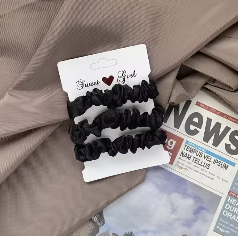 Silkes snoddar 3/5/6Pcs Elegant Gummiband Elastiskt hårband Hårtillbehör Silke Satin Scrunchies Kvinnor Solid Color Hair Rope