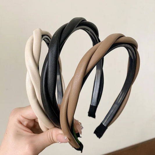 Diadem Stilrent och elegant – Flätat hårband i PU-läder